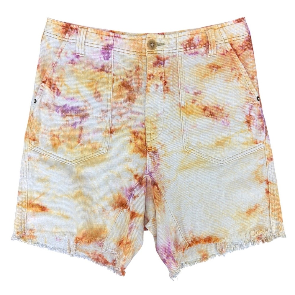 We the Free She's a Legend Orange Pink Tie Dyed Button Fly Shorts 6 High Waisted